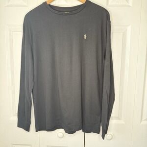 Polo Ralph Lauren Shirt Men's Large Black‎ Long Sleeve Custom Fit Tee